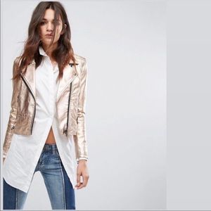 Blank NYC Rose Gold Metallic Moto Jacket